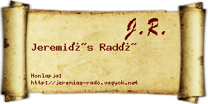Jeremiás Radó névjegykártya
